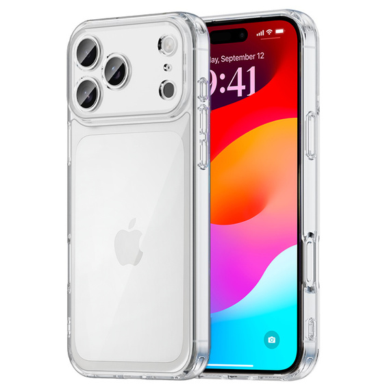 Etui silikonowe do iPhone 17 Pro Max, z twardym tyłem, transparentne
