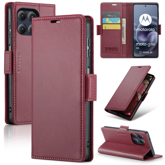 Etui ERBORD Glossy Litchi portfel z klapką do Motorola Moto G86 5G / G86 Power 5G