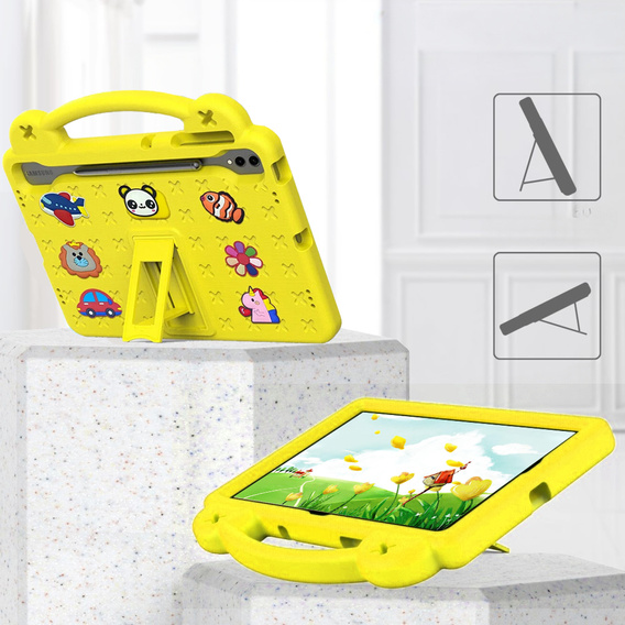 Etui do Samsung Galaxy Tab S9 FE+ Plus, Cute Patterns, z podstawką, Żółte