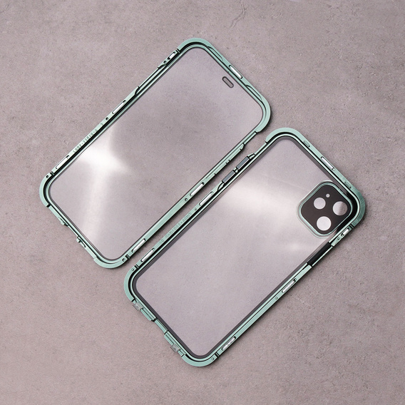 Etui do iPhone 11, Magnetic Dual Glass, zielone