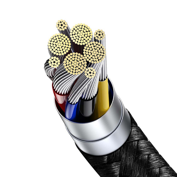 Baseus kabel Display USB-C na USB-C 1 m 100 W z wyświetlaczem - Czarny