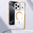 Etui do iPhone 17 Pro Max, do MagSafe, z podstawką, transparentne ze złotymi wstawkami