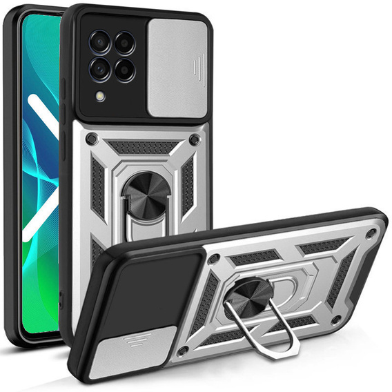 Etui pancerne do Samsung Galaxy M53 5G, CamShield Slide, srebrne