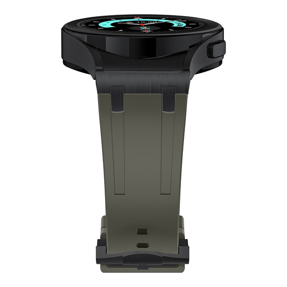 Pasek silikonowy do Samsung Galaxy Watch 4/5/6/7/FE 40/42/43/44/45/46/47mm, Zielony / czarna klamra