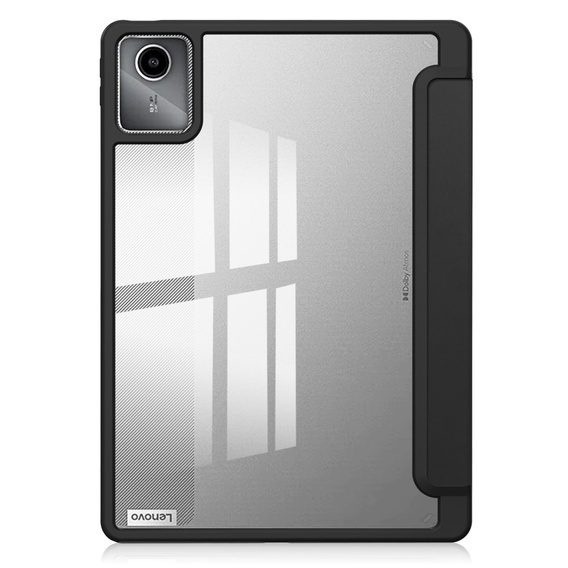 Pokrowiec z miejscem na rysik do Lenovo Tab M11 – przezroczysty tył, czarna klapka