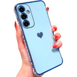 Etui do Samsung Galaxy S23 FE, Electro heart, niebieskie + Szkło Full Glue Ceramic
