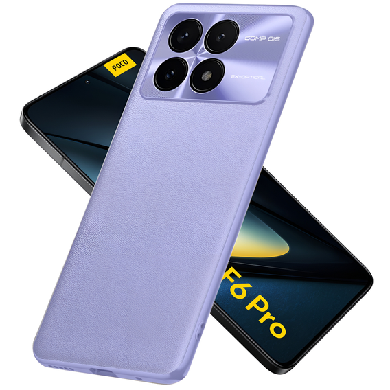 Etui skórzane do Xiaomi Poco F6 Pro, leather hybrid, fioletowe