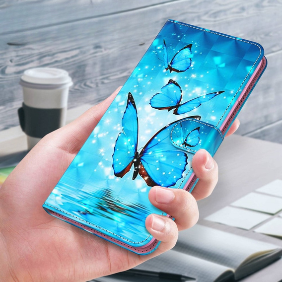 Etui z klapką do Samsung Galaxy A14 4G/5G, Wallet, Butterflies niebieskie