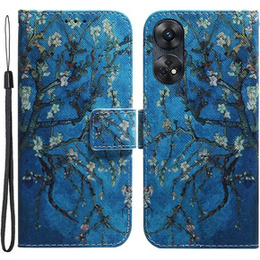 Etui z klapką do Oppo Reno8 T 4G, Wallet, Sakura niebieskie