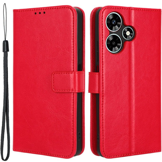 Etui z klapką do Infinix Hot 30i, Crazy Horse Wallet, czerwone