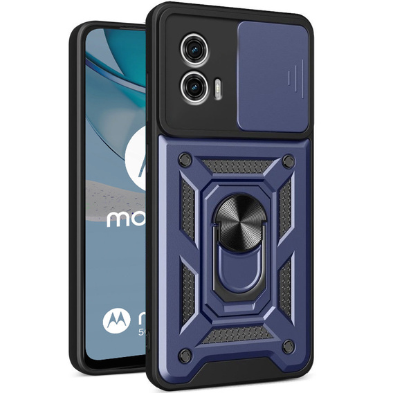 Etui pancerne do Motorola Moto G53 5G, CamShield Slide, niebieskie