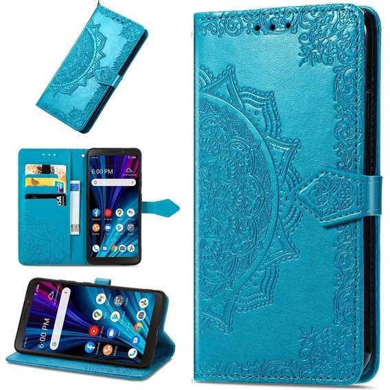 Etui z klapką do Oppo A80, Mandala, niebieskie