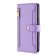 Etui z klapką do Oppo Reno8 T 4G, Wallet Zipper Pocket, fioletowe