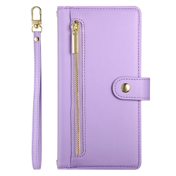 Etui z klapką do Oppo Reno 13 Pro 5G, Wallet Zipper Pocket, fioletowe