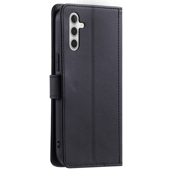 Etui z klapką do Samsung Galaxy S24 FE, Rhombus Crossbody Leather, czarne