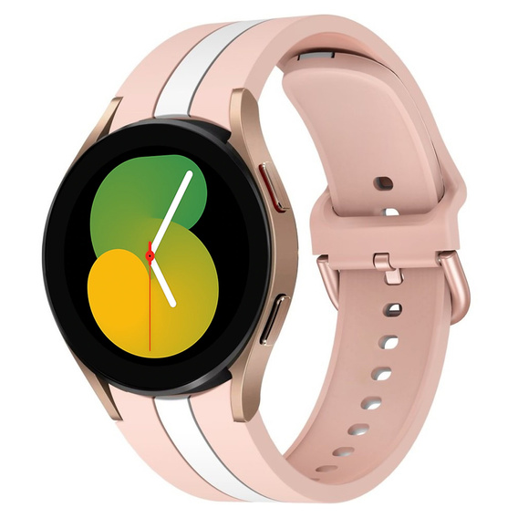 Pasek Silicone Strap Sports do Samsung Galaxy Watch 4/5/6 40/42/43/44/45/46/47mm, Różowy / Biały