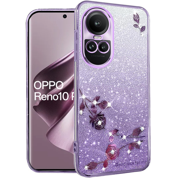 Etui Rhinestone do Oppo Reno 10 / 10 Pro, fioletowe