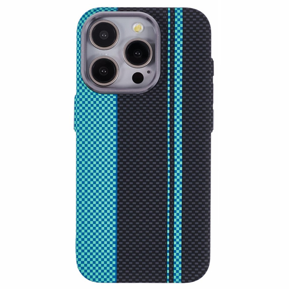 Etui do iPhone 13 Pro Max, Carbon Fiber MagSafe, czarne / niebieskie