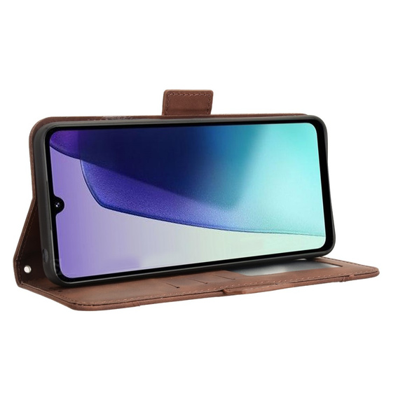 Etui z klapką do Xiaomi Redmi 14C / Xiaomi Poco C75, Card Slot, brązowe