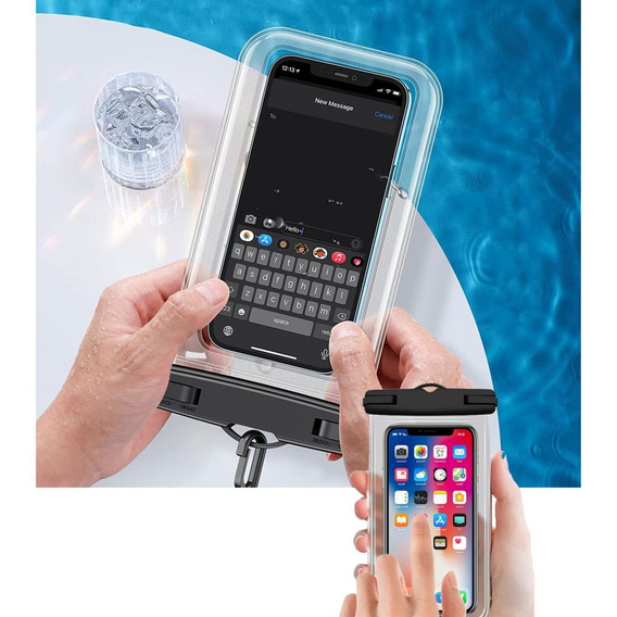 Tech-Protect Uniwersalne Wodoodporne Etui na telefon, Clear/Black