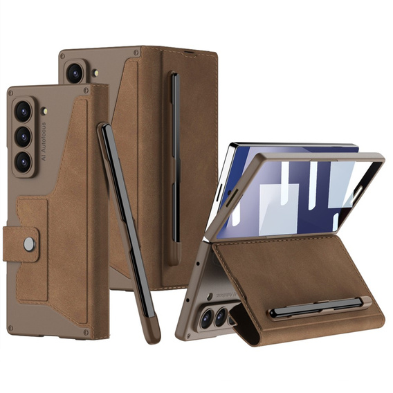 Etui portfelowe z klapką brązowe do Samsung Galaxy Z Fold 7 5G