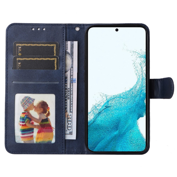 Etui z klapką do Samsung Galaxy A34 5G, Leather Wallet, granatowe