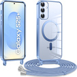 Etui do Samsung Galaxy S25+ Plus, Electro MagSafe, niebieskie + Smycz