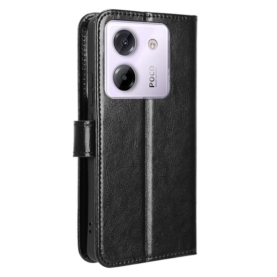 Etui z klapką do Xiaomi Poco M7 Pro 5G, Crazy Horse Wallet, czarne