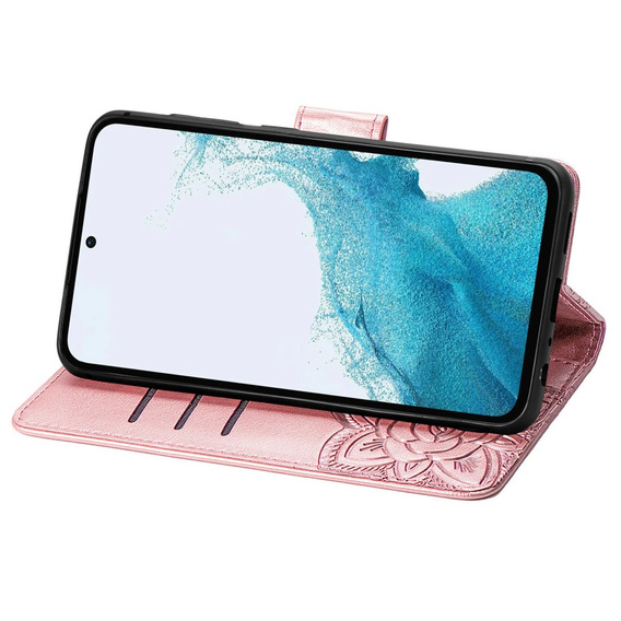 Etui z klapką do Samsung Galaxy A17 5G, portfelowe, Motyl, różowe rose gold