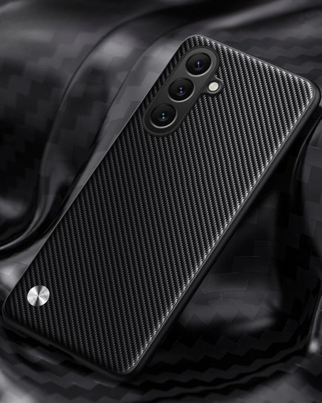 Etui skórzane do Samsung Galaxy M55 5G, leather hybrid, carbon czarne