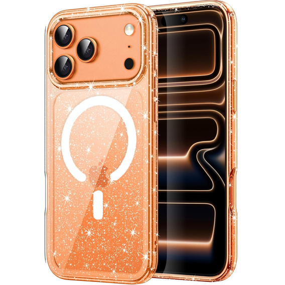 Etui do iPhone 17 Pro Max, do MagSafe, brokat - przezroczyste