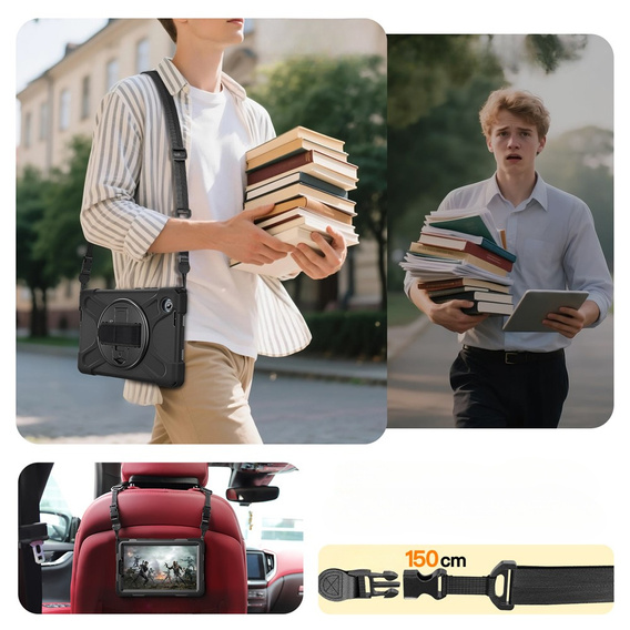 Pancerne etui z podstawką i paskiem na ramię do Lenovo Tab One