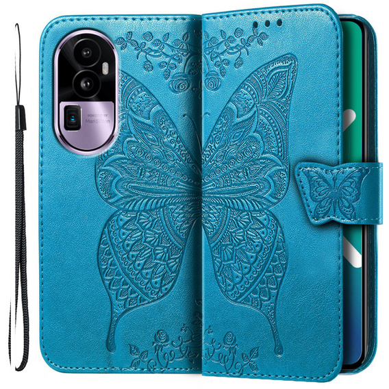 Etui z klapką do Oppo Reno 10 / 10 Pro, Butterfly, niebieskie