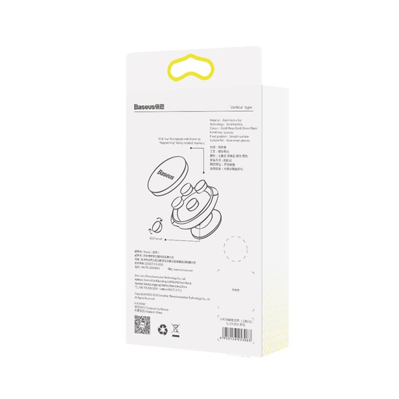 Baseus Small Ears – magnetyczny uchwyt samochodowy, przyklejany - czarny