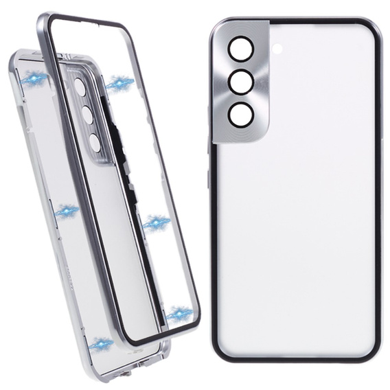 Etui do Samsung Galaxy S21, Magnetic Dual Glass, srebrne