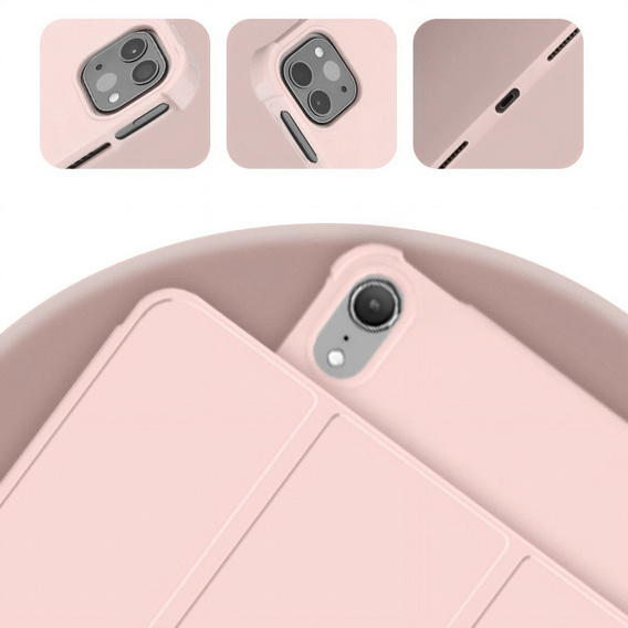 Etui do iPad 11" 2025 A16 (11 gen.) / iPad 10.9" 2022 (10 gen.), Smart Pencil, z miejscem na rysik, różowe