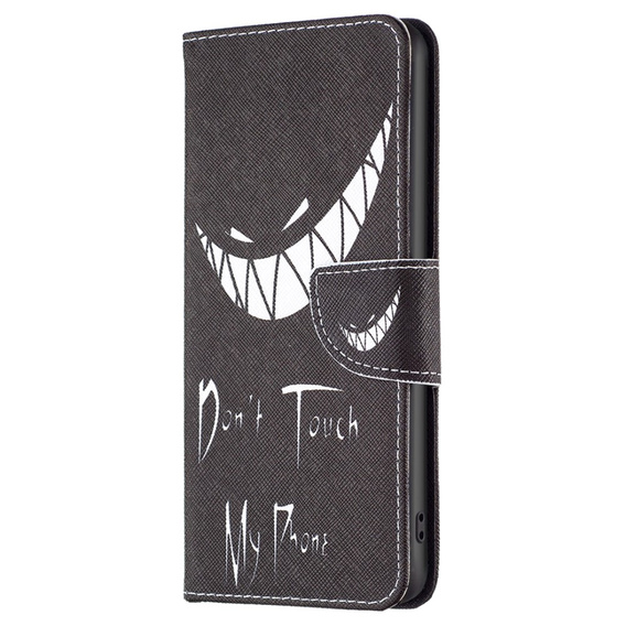 Etui z klapką do Samsung Galaxy A05s, Wallet, Don't Touch My Phone czarne