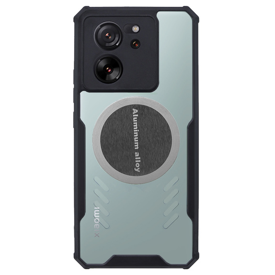 Etui do Xiaomi 13T / 13T Pro, z blaszką magnetyczną, Czarne / Przezroczyste