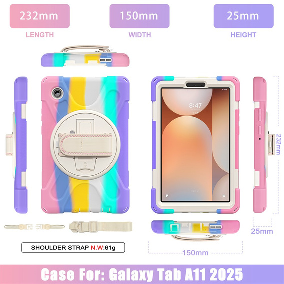Pancerne etui z podstawką i paskiem na ramię do Samsung Galaxy Tab A11