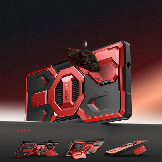 Etui do Samsung Galaxy S25 Ultra, Tongate MECH MagSafe Series, czerwone + Szkło Hartowane 9H