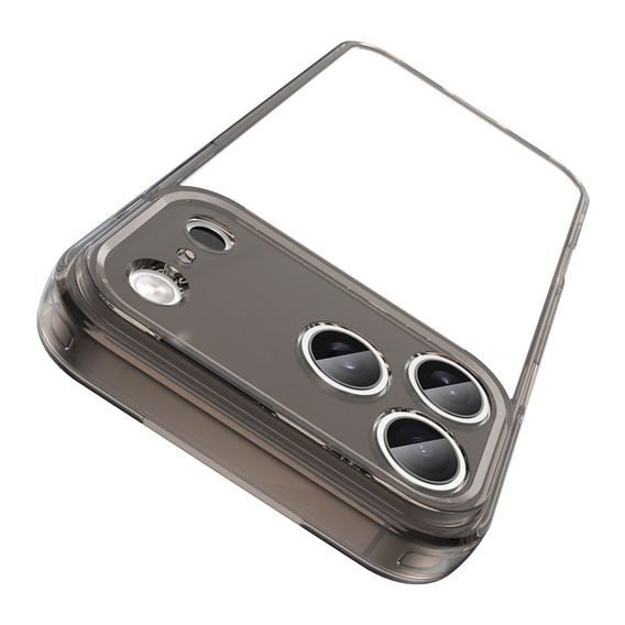 Etui silikonowe do iPhone 17 Pro Max, z twardym tyłem, przydymione czarne