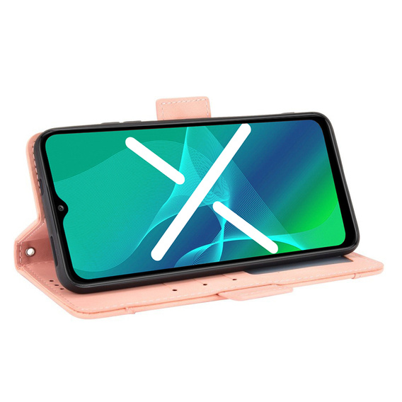 Etui z klapką do Vivo Y01, Card Slot, różowe