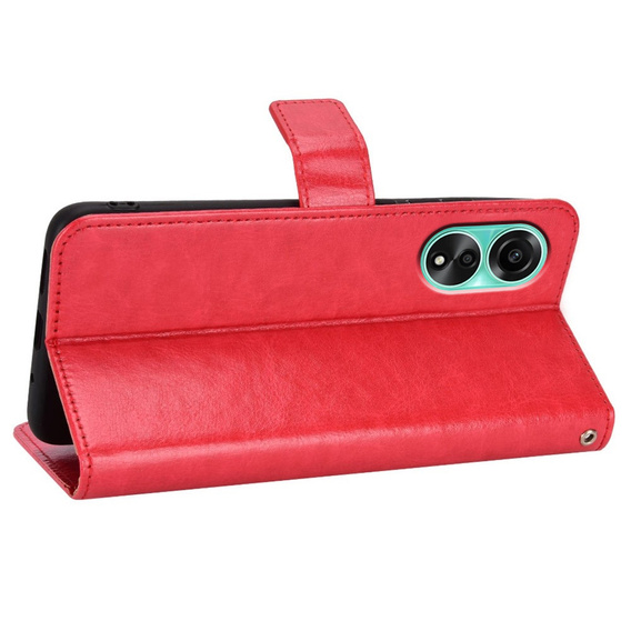 Etui z klapką do Oppo A98 5G, Crazy Horse Wallet, czerwone