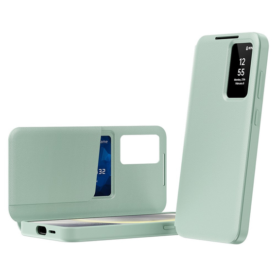 Etui z klapką do Samsung Galaxy S25+ Plus, Smart View Wallet, zielone