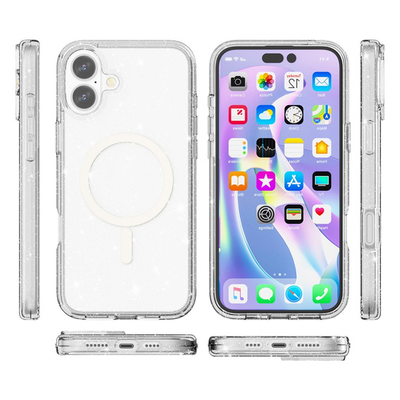 Etui do iPhone 17, do MagSafe, brokat, przezroczyste