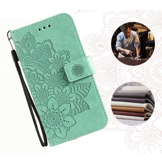 Etui z klapką do Xiaomi Redmi 13C / Poco C65, Mandala, zielone