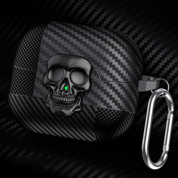 Czarne etui z czaszką do Galaxy Buds3 / Buds3 Pro – styl i ochrona w jednym