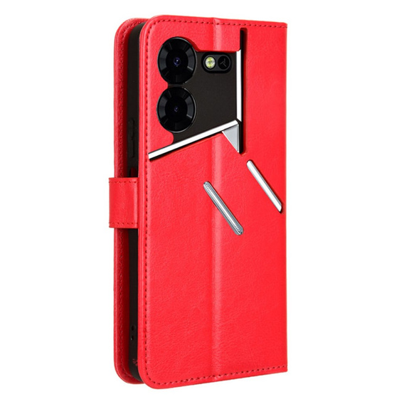 Etui z klapką do Tecno Pova 5 Pro 4G, Crazy Horse Wallet, czerwone
