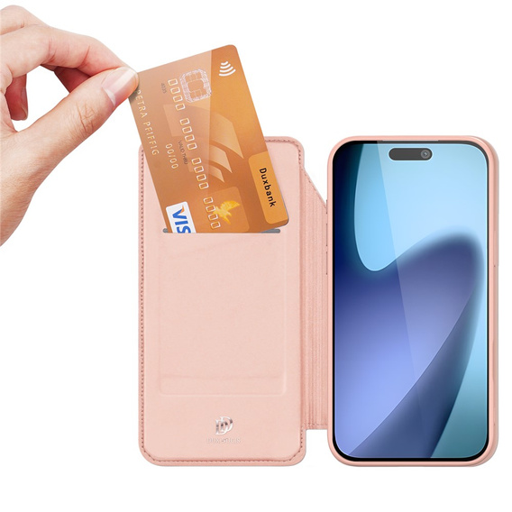 Etui Dux Ducis do iPhone 17, Skin Pro, z klapką, z miejscem na kartę,  różowe