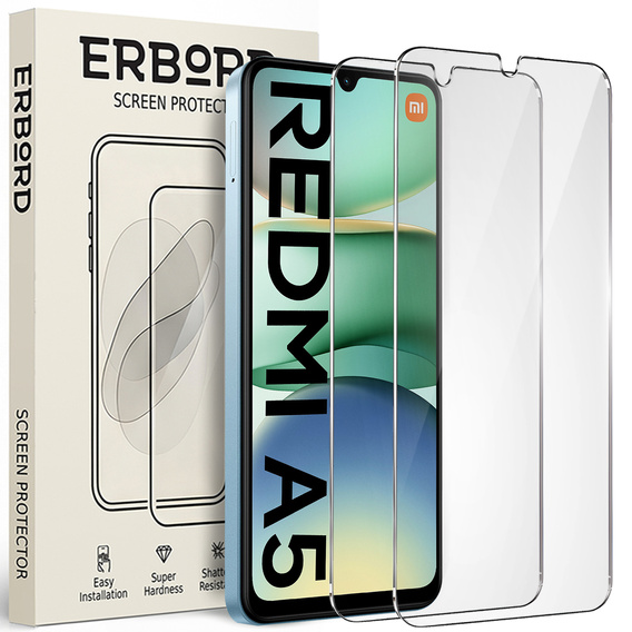 2x Szkło Hartowane ERBORD 9H Hard Glass do Xiaomi Redmi A5 – codzienna ochrona w eleganckim wydaniu